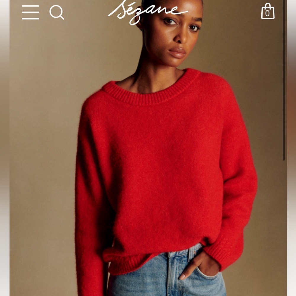 Sezane Amiel Red Sweater